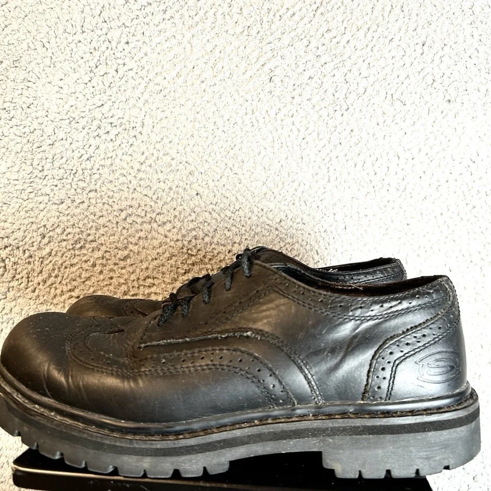 SKECHERS Men's Shoes Wingtip Oxford Leather Upper Size US 10.5 Black Jammers